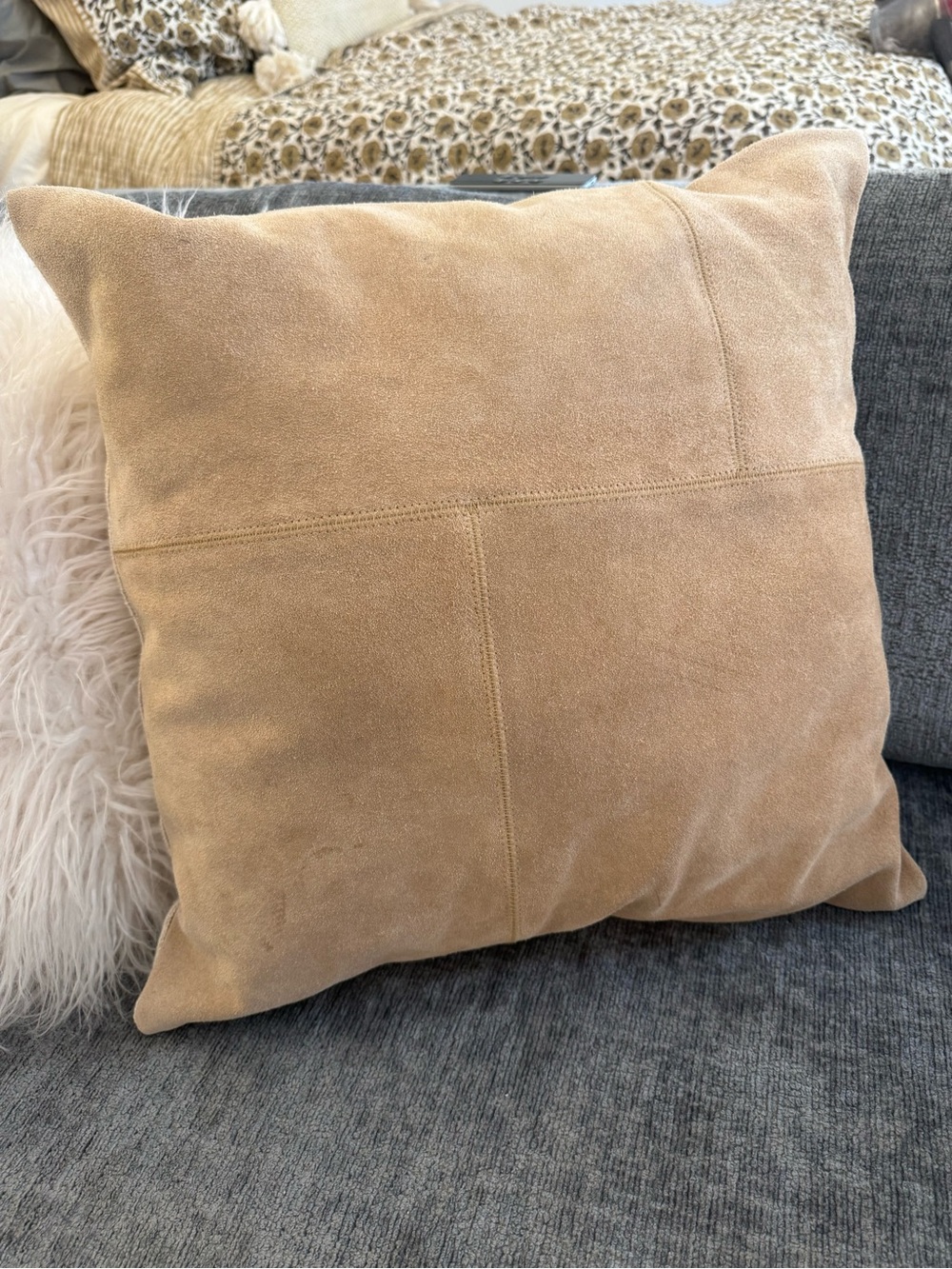 West Elm 20x20 Pieced Suede Pillow Cover & Insert